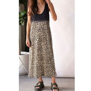 New Raquel Allegra Tank Dress Leopard Print tie dye ombre midi maxi long stretch